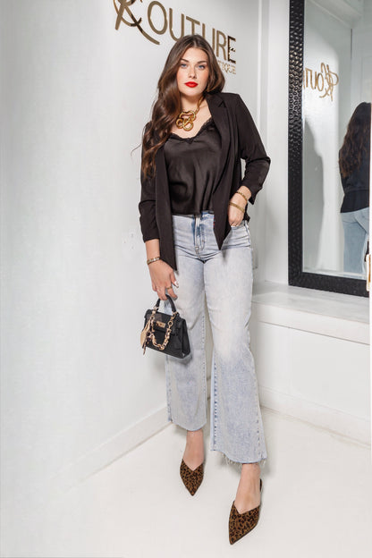 First Impression Shirred Sleeve Blazer