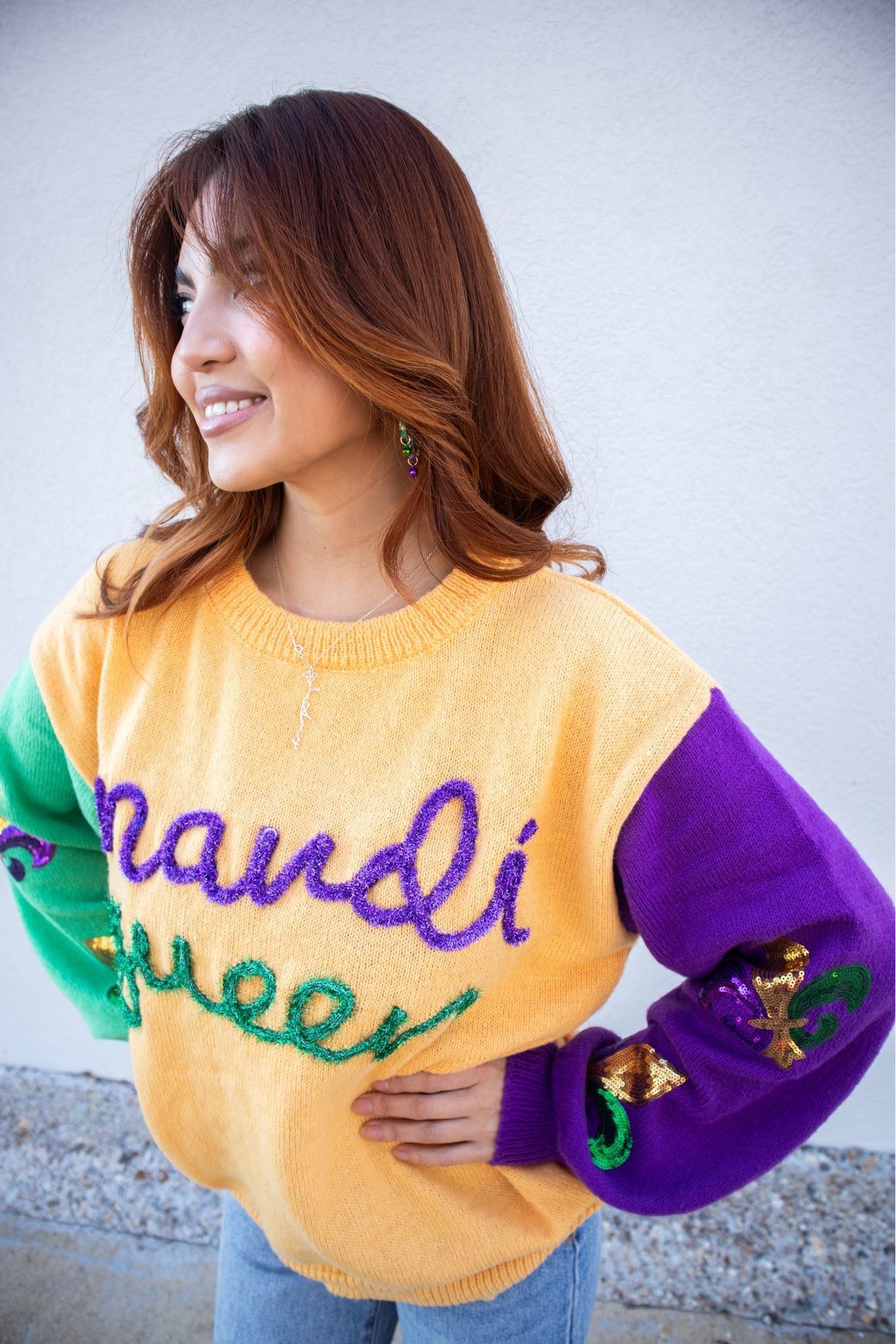 Purple and clearance yellow sweater