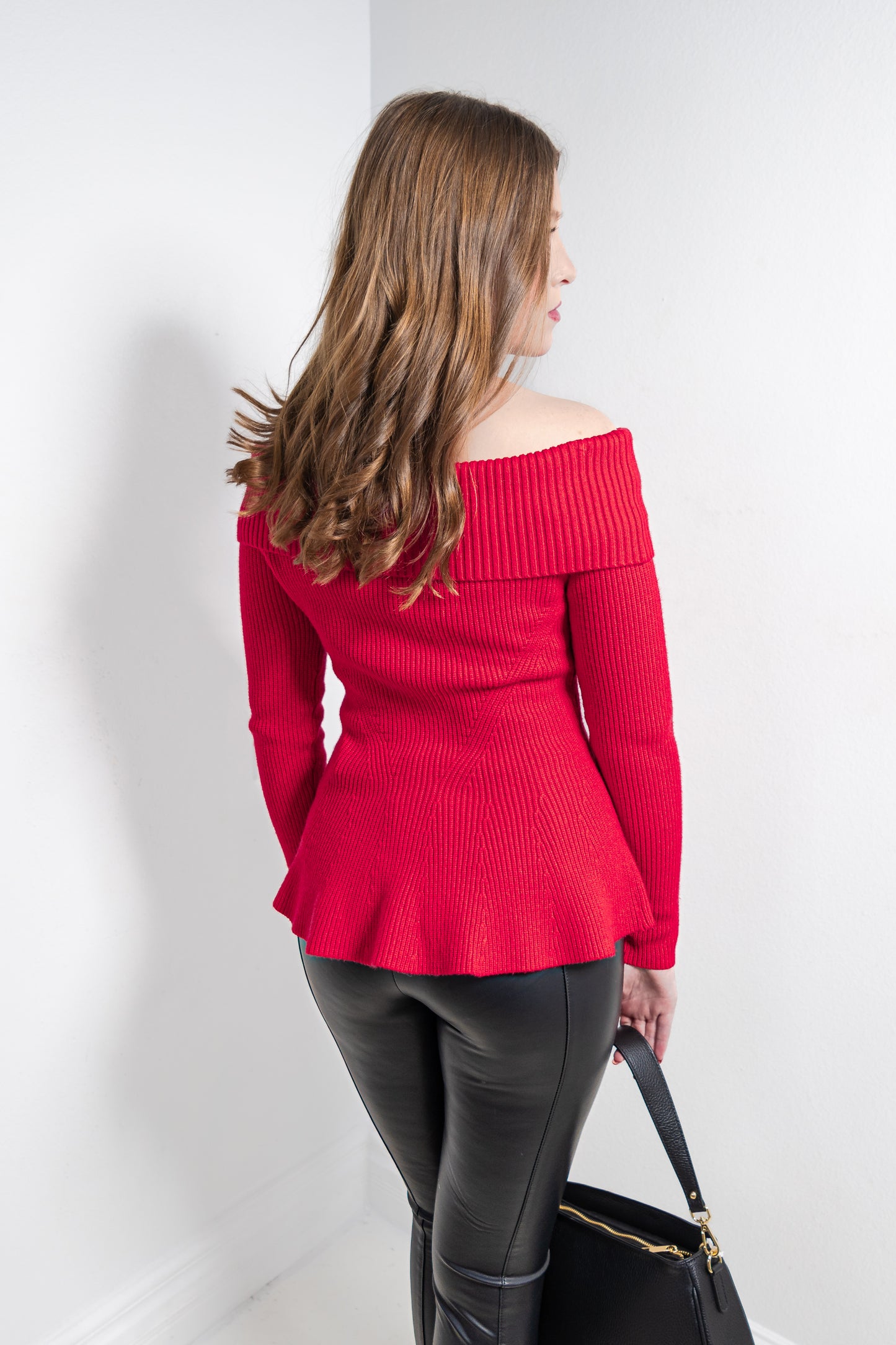 Flirt In Red Off Shoulder Sweater Top