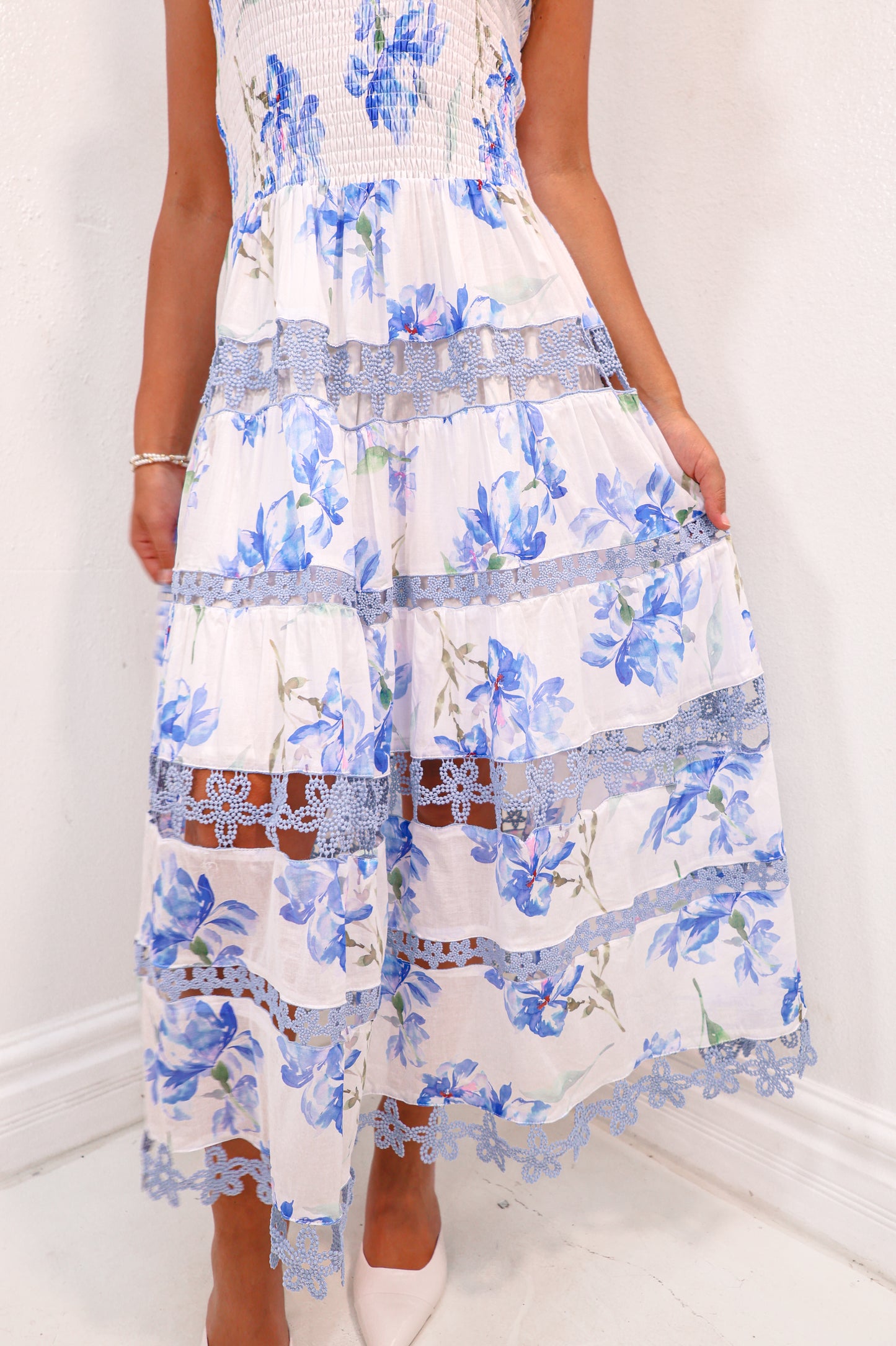 Flora & Grace Lace Contrast Midi Dress