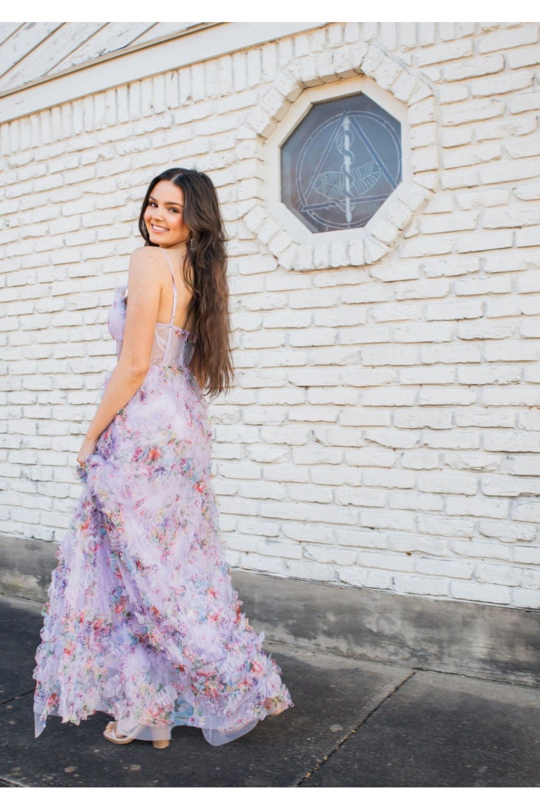 Floral maxi dress with slit best sale