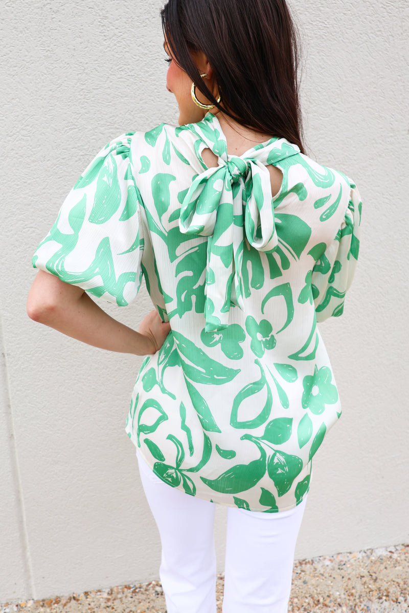 Floral Print Short Sleeve Tie Back Top-Tops-KCoutureBoutique, women's boutique in Bossier City, Louisiana