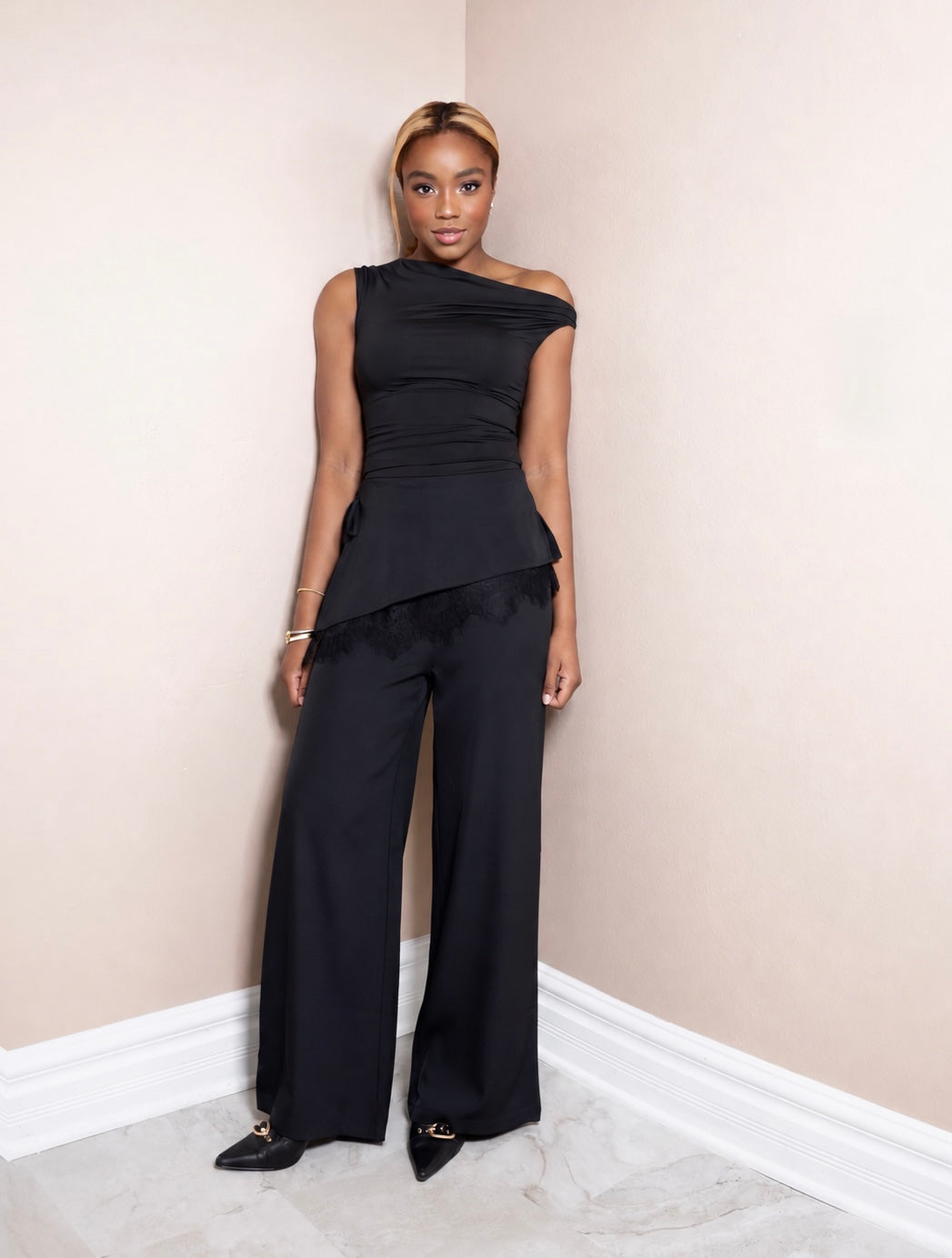 Draped in Lace Wide Leg Pants
