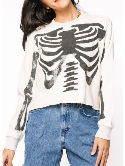 Queen of Sparkles Ivory & Black Skeleton Sweatshirt