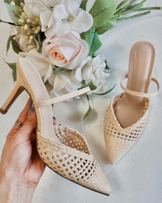 Alexis Woven Rattan Heels