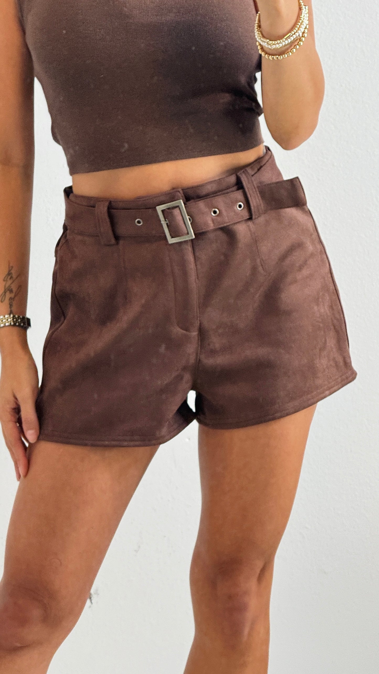 Wild West Suede Belted Shorts