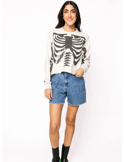 Queen of Sparkles Ivory & Black Skeleton Sweatshirt