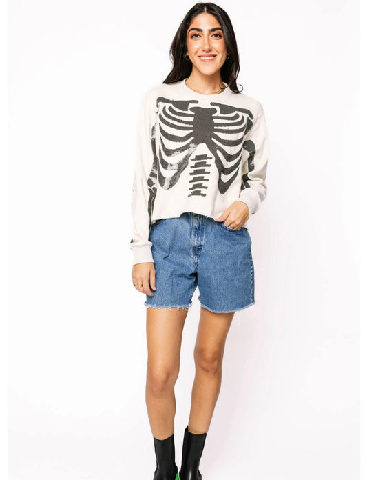 Queen of Sparkles Ivory & Black Skeleton Sweatshirt