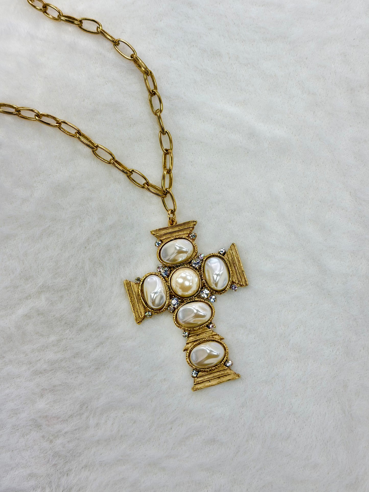 Yochi Vintage Glam Cross Necklace