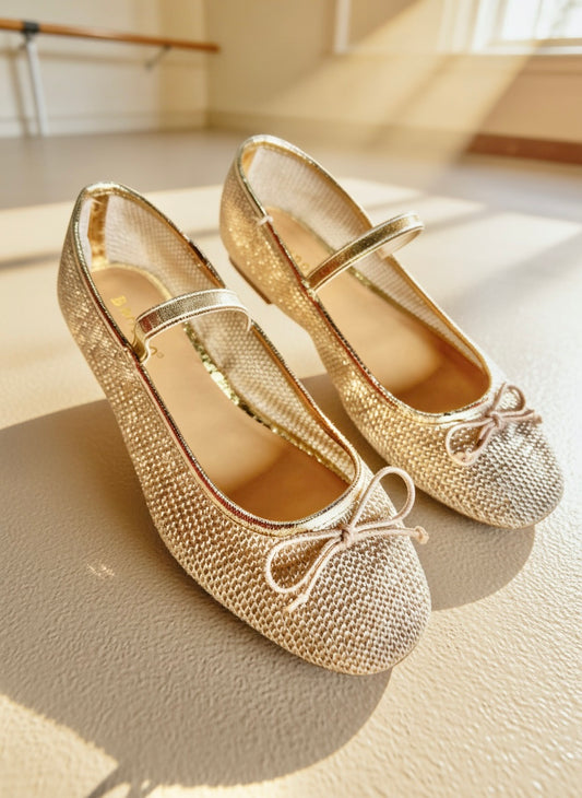 Versailles Gold Mesh Mary Jane Flats