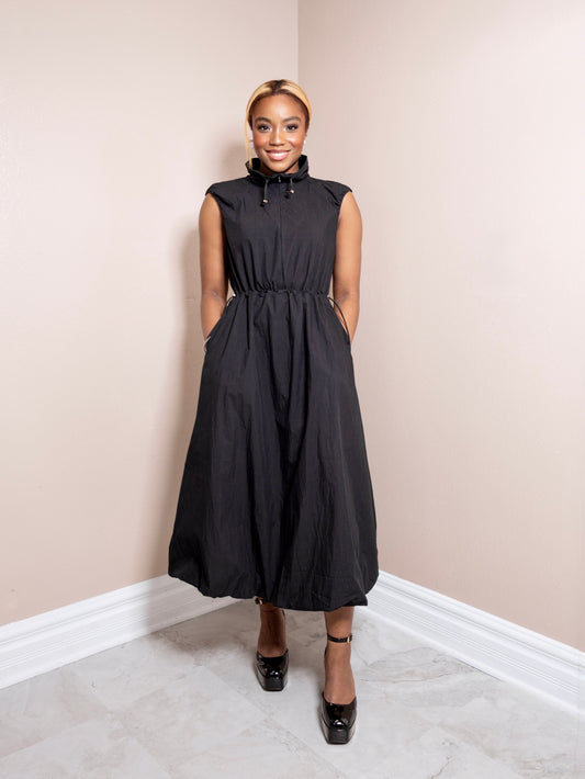 City Stroll Drawstring Midi Dress