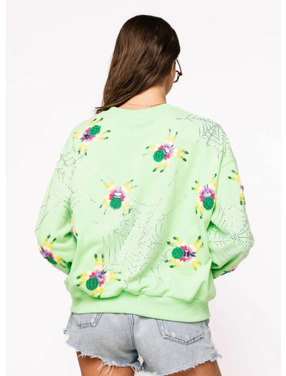 Queen of Sparkles Fuzzy Spider & Web Sweatshirt