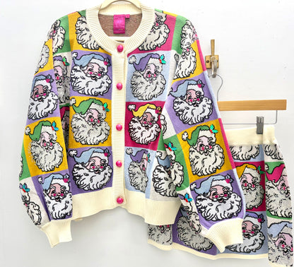 QOS Pastel Colorblock Santa Knit Skirt