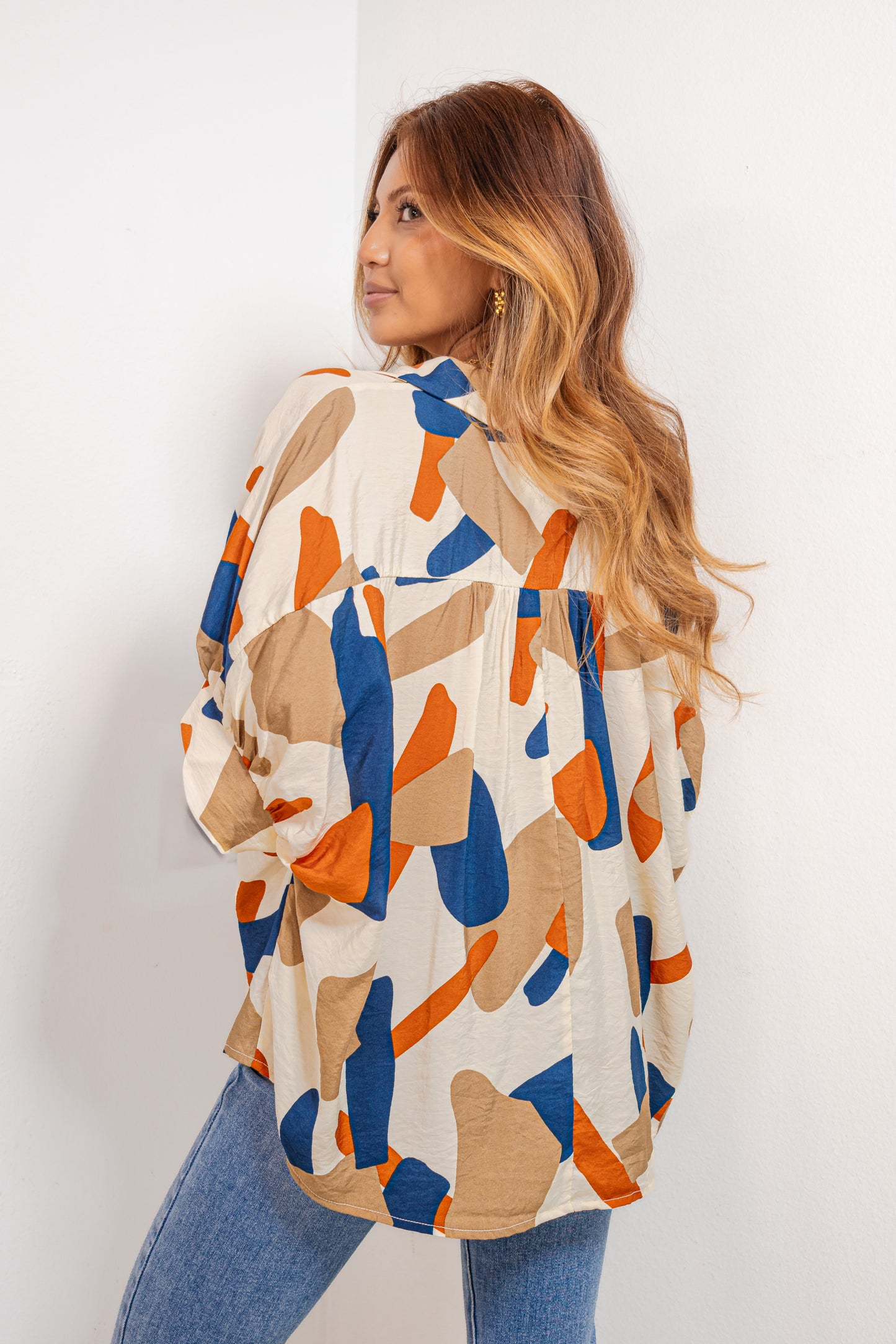 Gallery Stroll Oversized Abstract Top