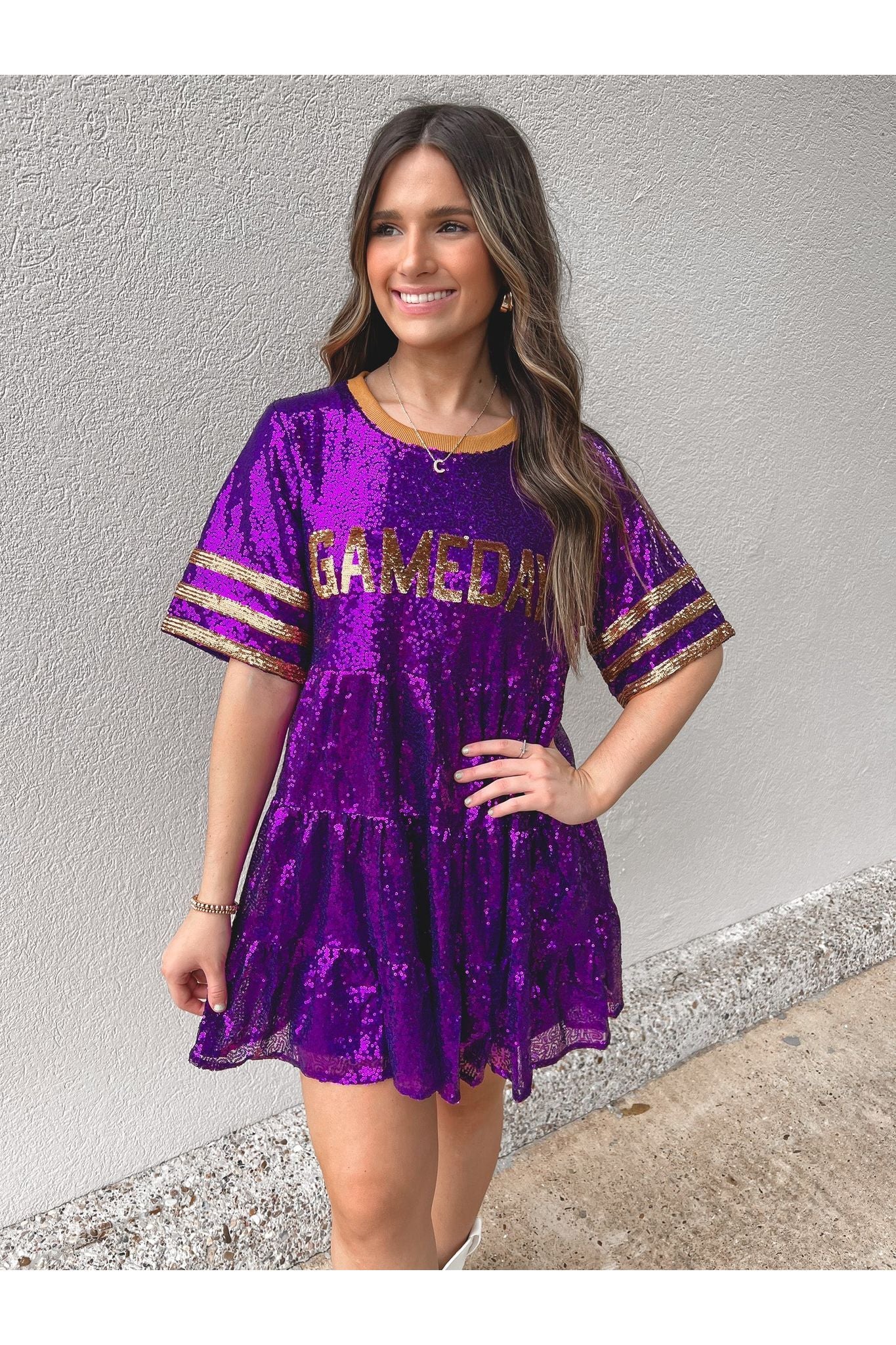 Gameday Girl Sequin Dress-Dresses-KCoutureBoutique, women's boutique in Bossier City, Louisiana