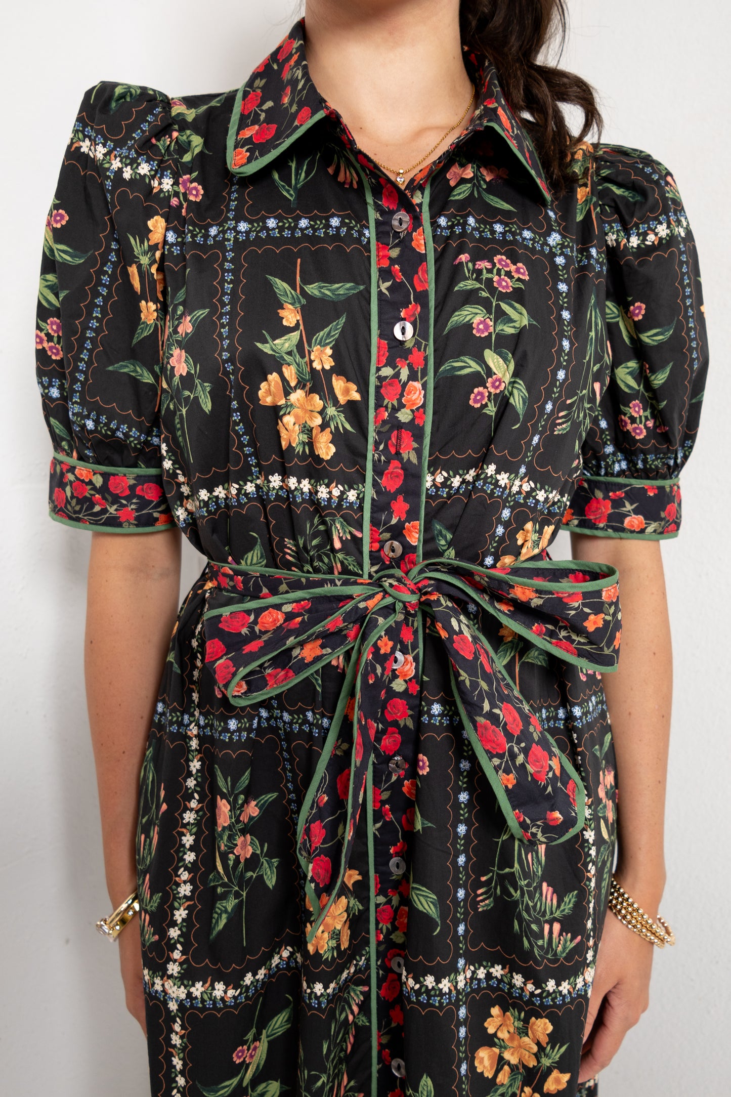 Garden Gallery Belted Button Down Midi Dress