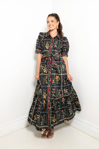 Garden Gallery Belted Button Down Midi Dress