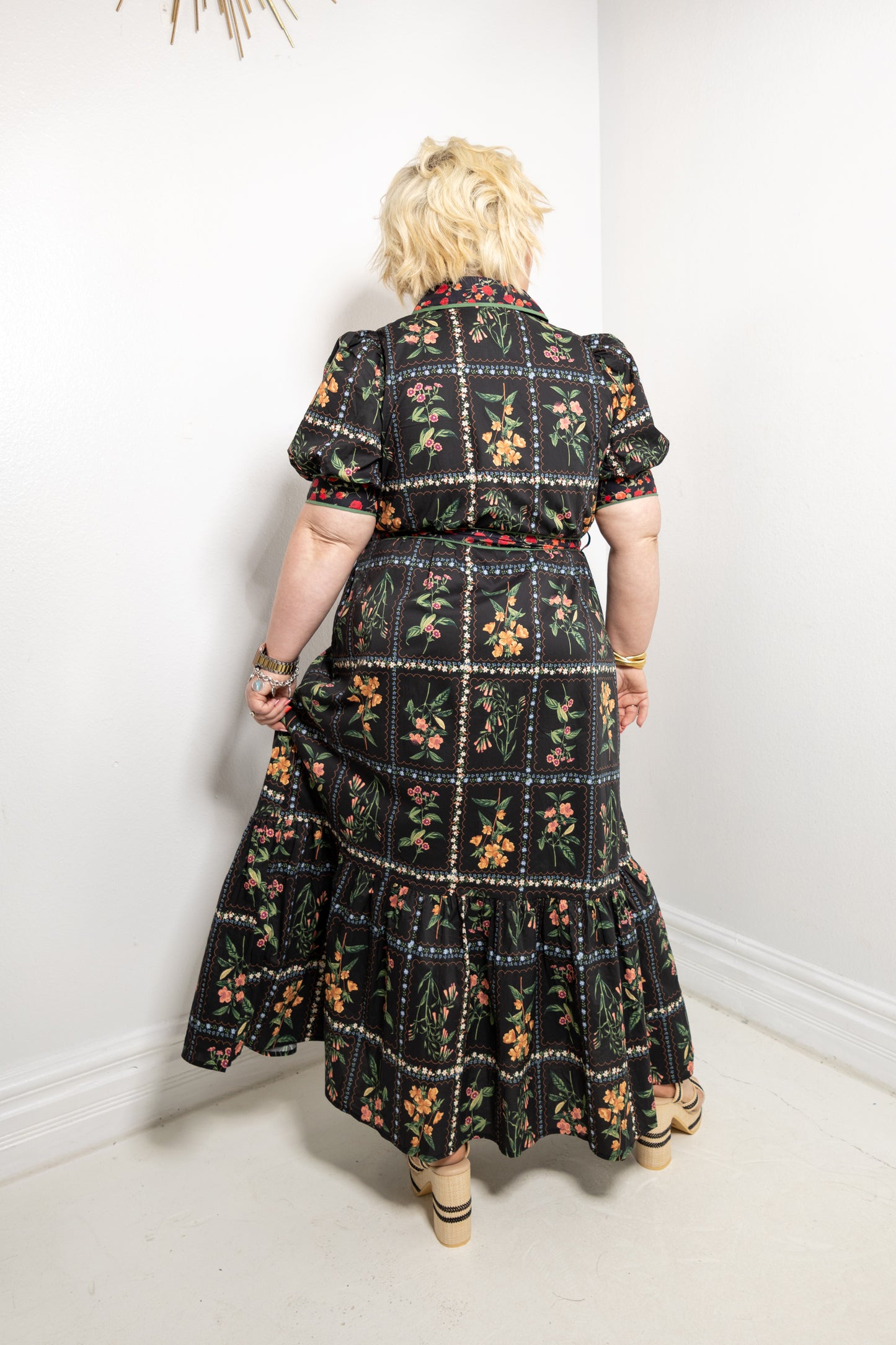 Garden Gallery Belted Button Down Midi Dress