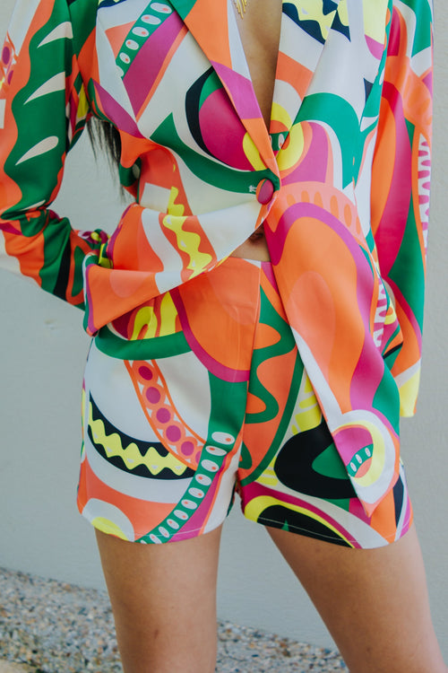Geometric Print Shorts-Shorts-KCoutureBoutique, women's boutique in Bossier City, Louisiana