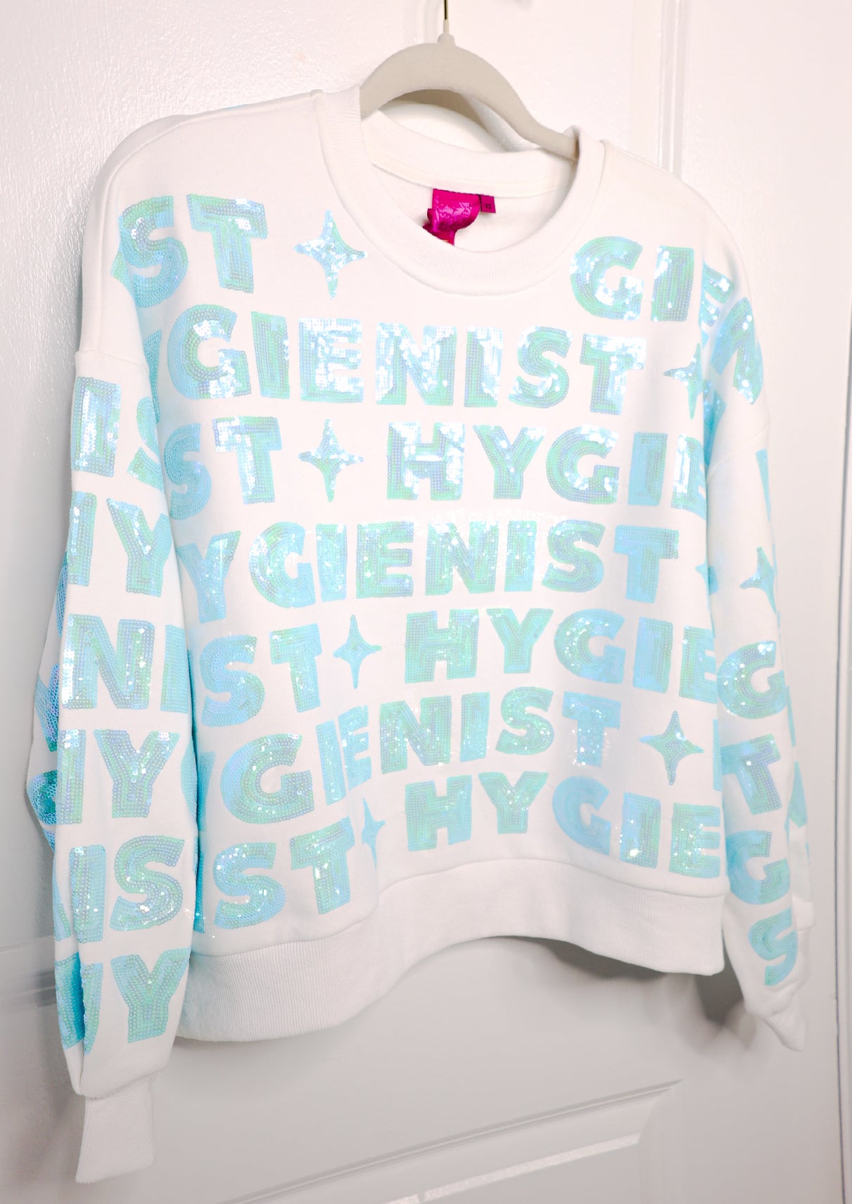 Queen Of Sparkles White & Mint Hygienist Sweatshirt