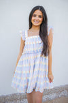 Gingham Pastel Ruffle Sleeve Dress-Dresses-KCoutureBoutique, women's boutique in Bossier City, Louisiana
