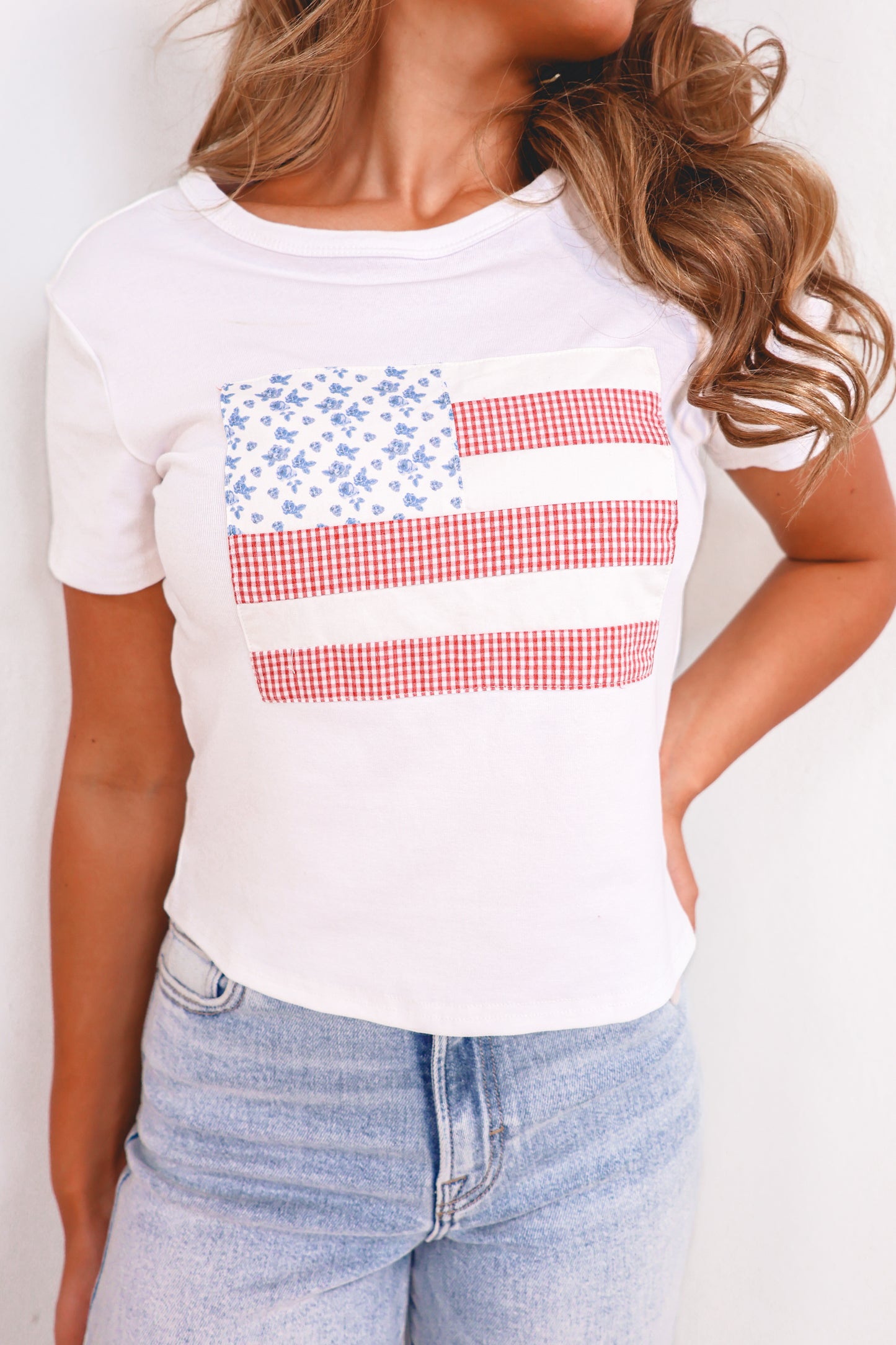 Gingham & Grace American Flag Top