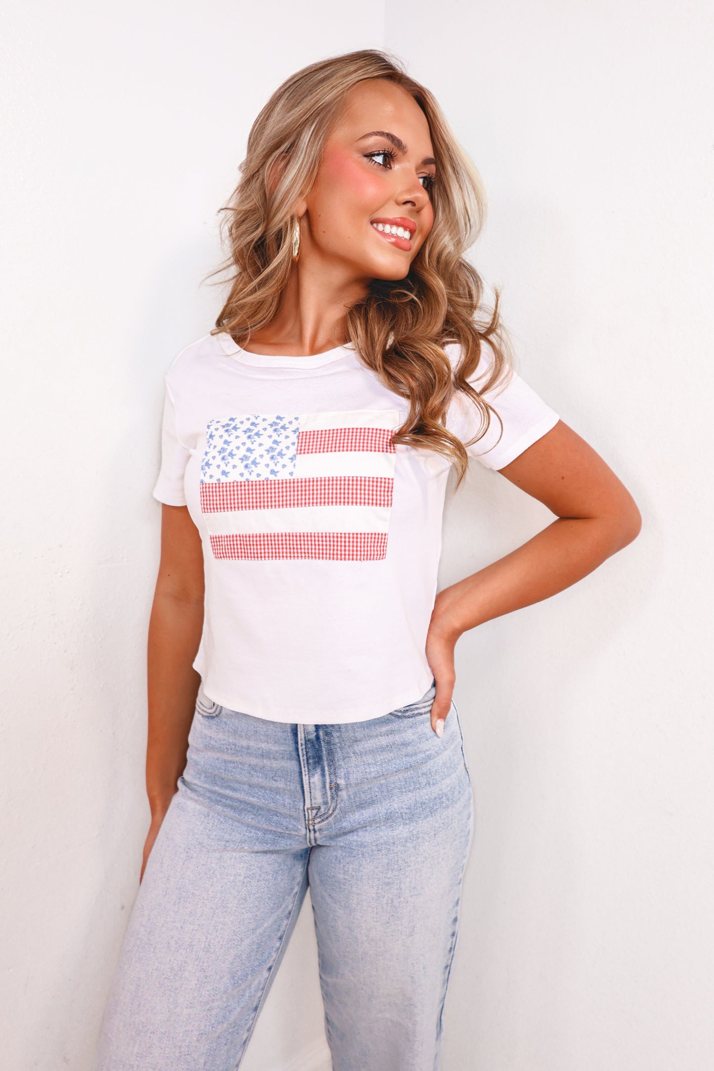 Gingham & Grace American Flag Top