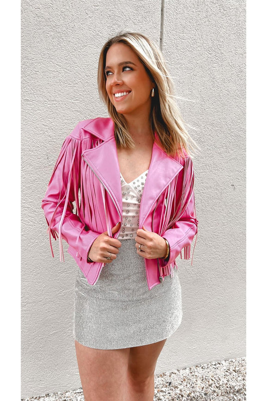 Girls Just Wanna Have Fun Fringe Leather Jacket-Outerwear-KCoutureBoutique, women's boutique in Bossier City, Louisiana