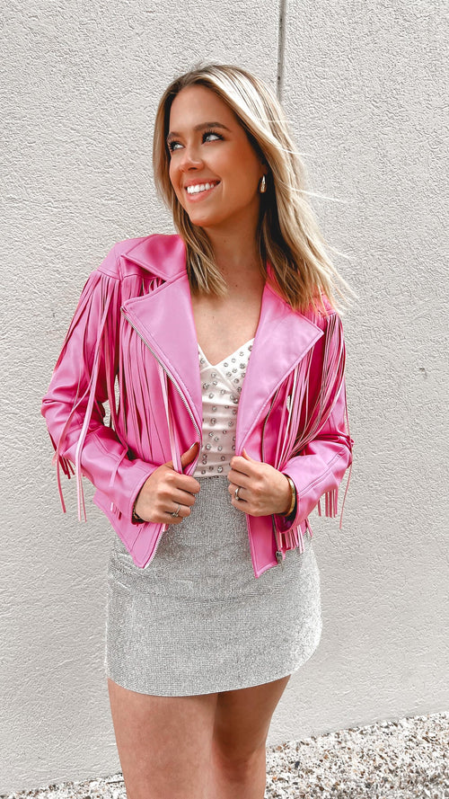 Girls Just Wanna Have Fun Fringe Leather Jacket-Outerwear-KCoutureBoutique, women's boutique in Bossier City, Louisiana