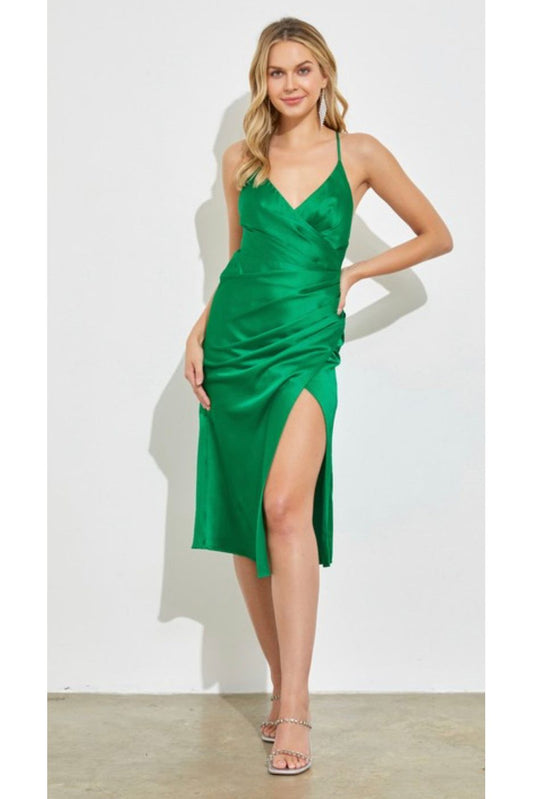 Glazed Ginger Cross Back Slit Dress-Dress-KCoutureBoutique, women's boutique in Bossier City, Louisiana