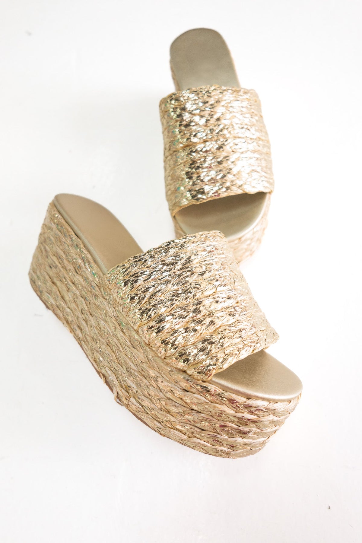 Gold Rafia Platform Sandal-Shoes-KCoutureBoutique, women's boutique in Bossier City, Louisiana