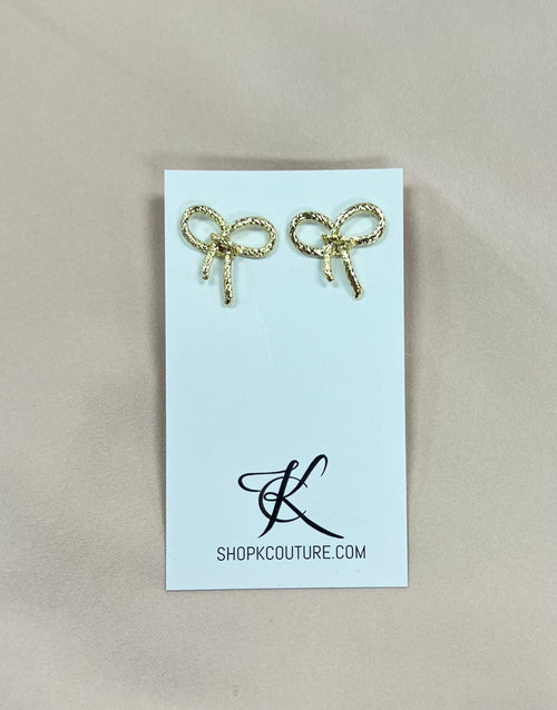 Gold Rope Detail Bow Earrings-Earrings-KCoutureBoutique, women's boutique in Bossier City, Louisiana