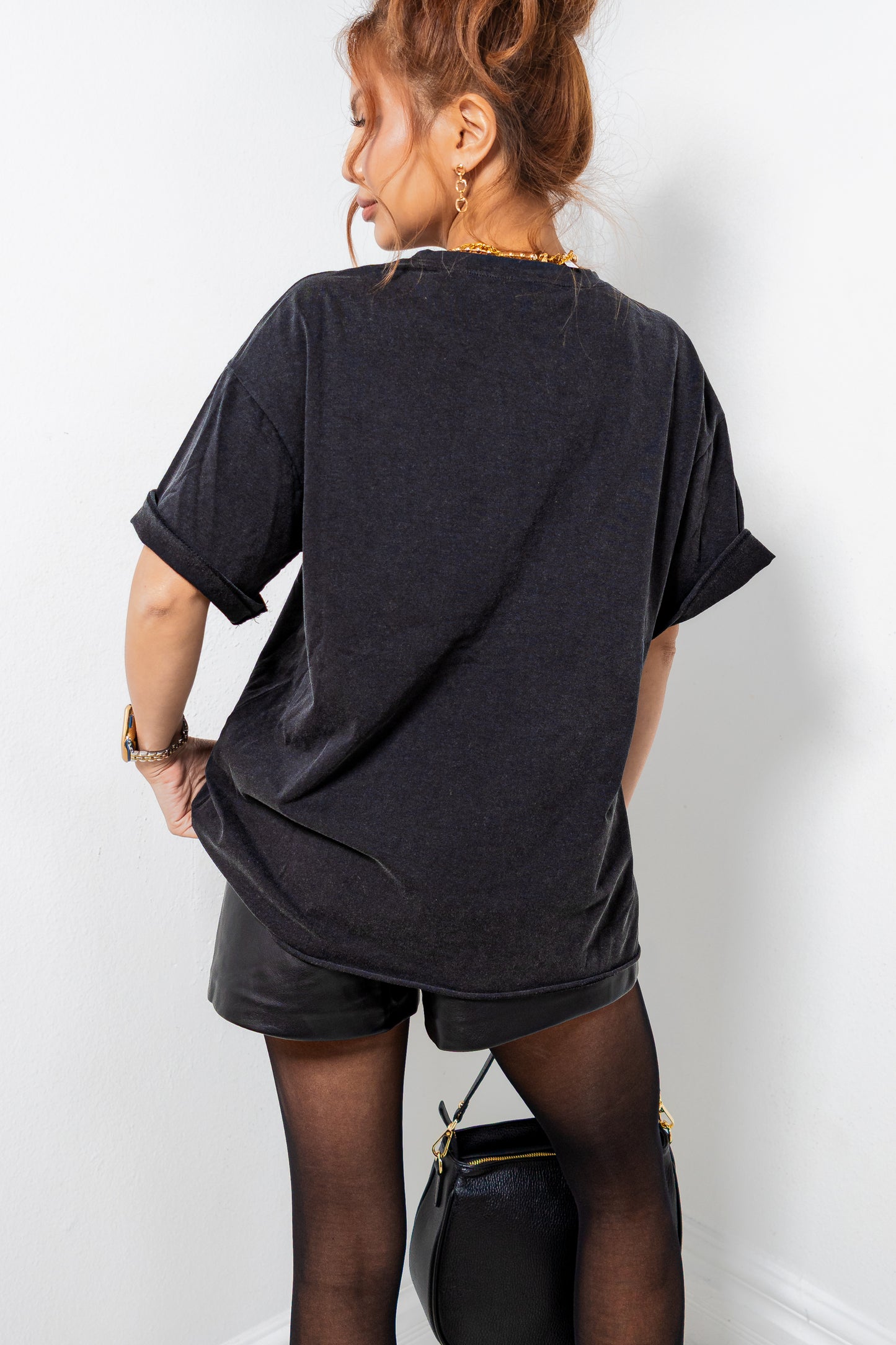 Gold Horse-Bit Black Boxy Tee