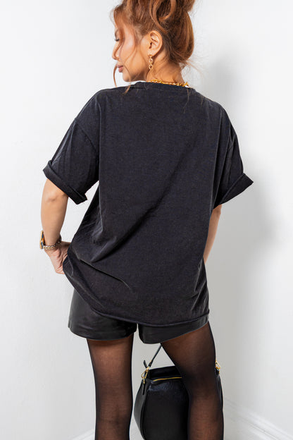 Gold Horse-Bit Black Boxy Tee