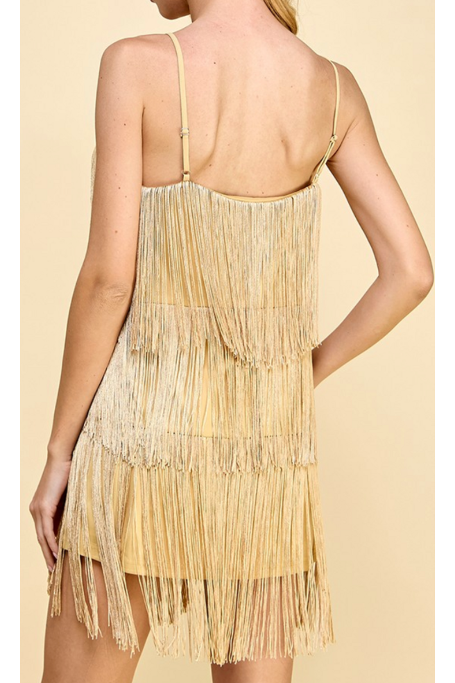 Golden Girl Tiered Fringe Dress – KCoutureBoutique