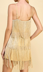 Golden Girl Tiered Fringe Dress-Dresses-KCoutureBoutique, women's boutique in Bossier City, Louisiana