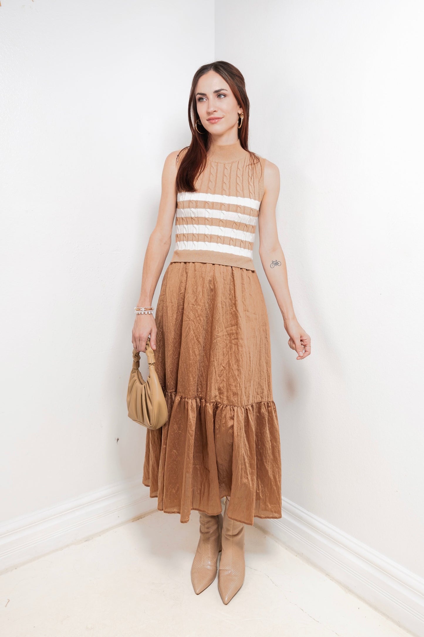 Golden Harvest Striped Midi Dress