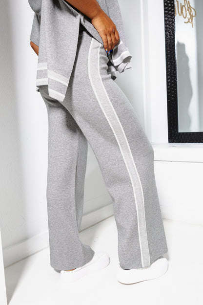 Gray Area Side Striped Wide Leg Pants