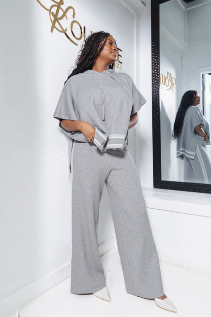 Gray Area Side Striped Wide Leg Pants