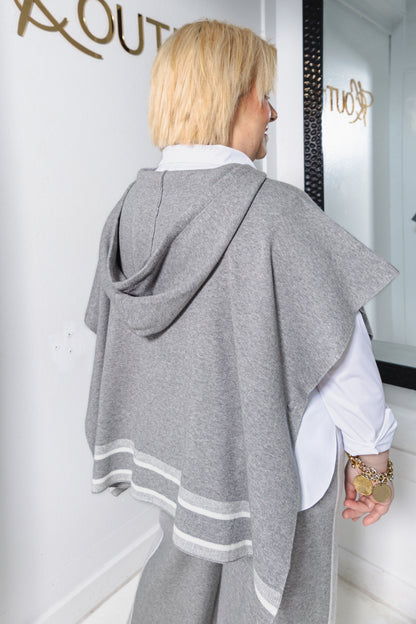 Gray Area Side Striped Hooded Sweater Top