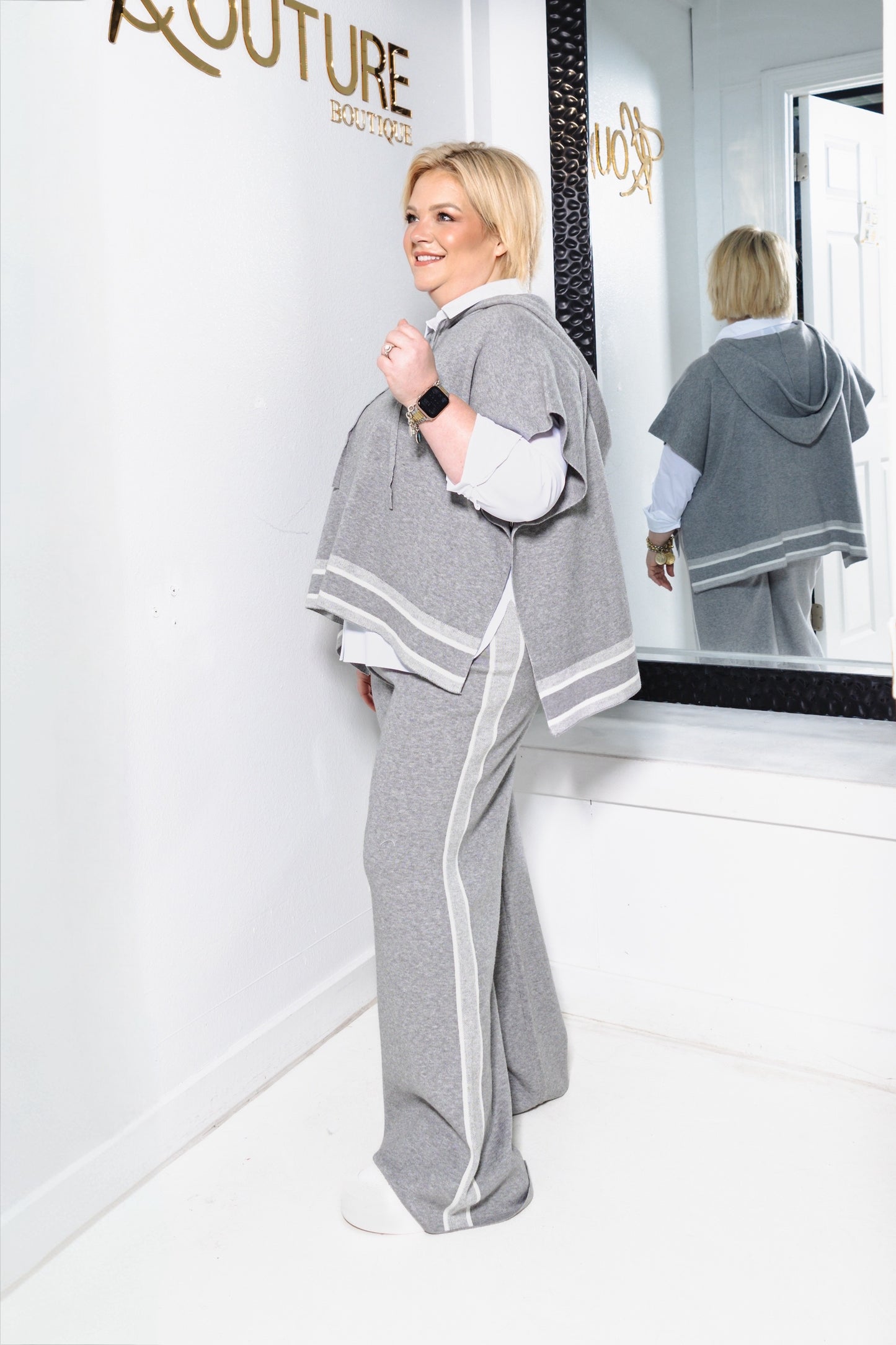 Gray Area Side Striped Wide Leg Pants