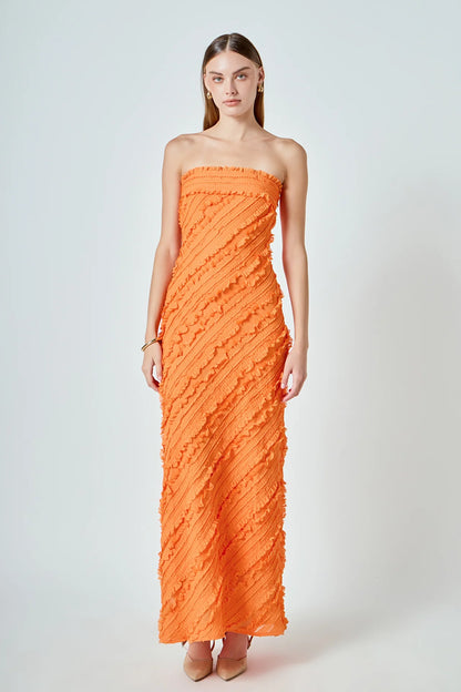 Endless Rose Strapless Ruffled Maxi Dress