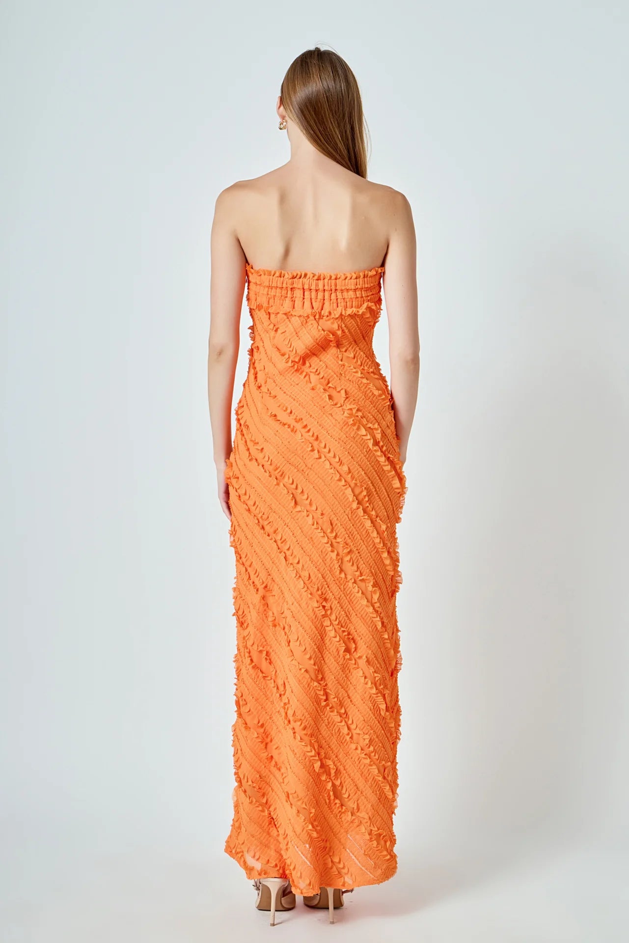 Endless Rose Strapless Ruffled Maxi Dress