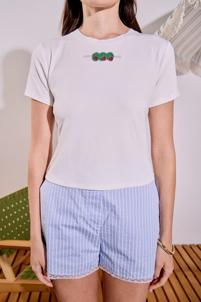 English Factory Beaded Olive Baby Tee