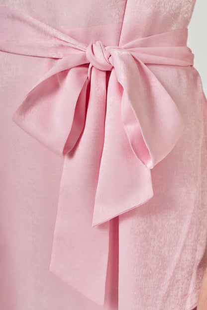 Endless Rose Spaghetti Tie Belted Romper Dress