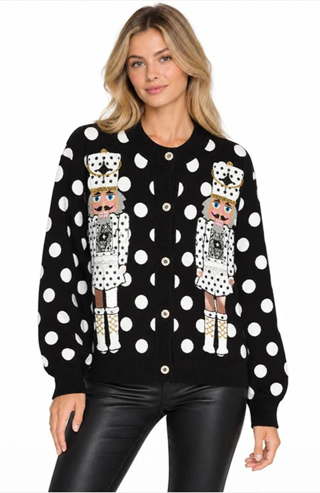 QOS Polka Dot Nutcracker Cardigan