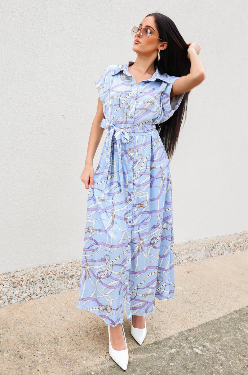 Harness Print Button Down Midi Dress-Dresses-KCoutureBoutique, women's boutique in Bossier City, Louisiana