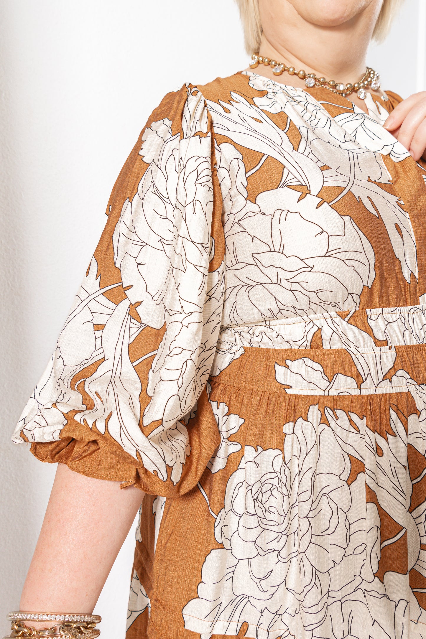 Harvest Petals Tiered Floral Midi Dress