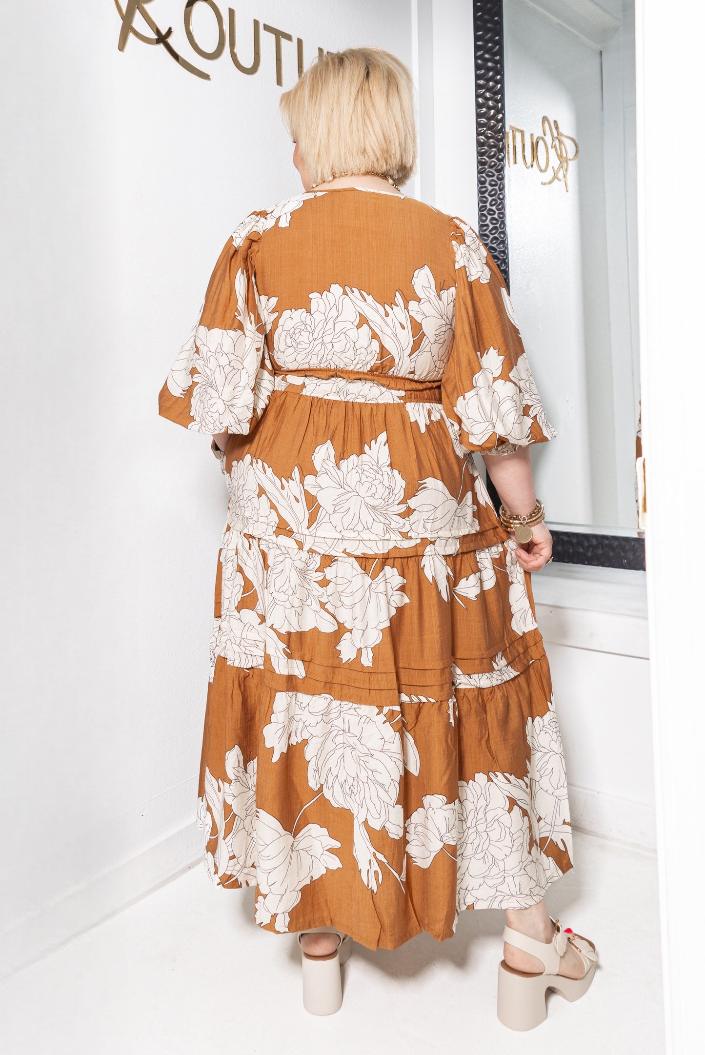 Harvest Petals Tiered Floral Midi Dress