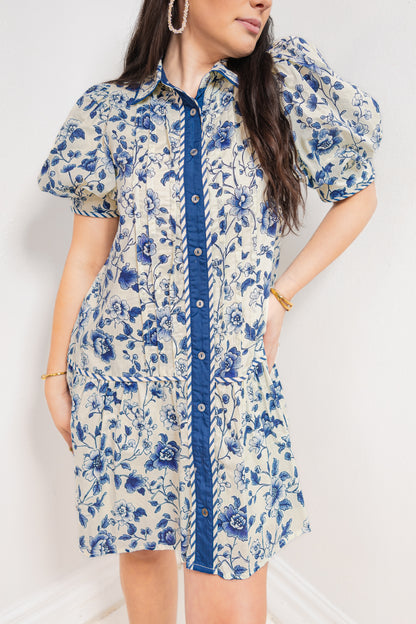 Heirloom Florals Button Down Mini Dress